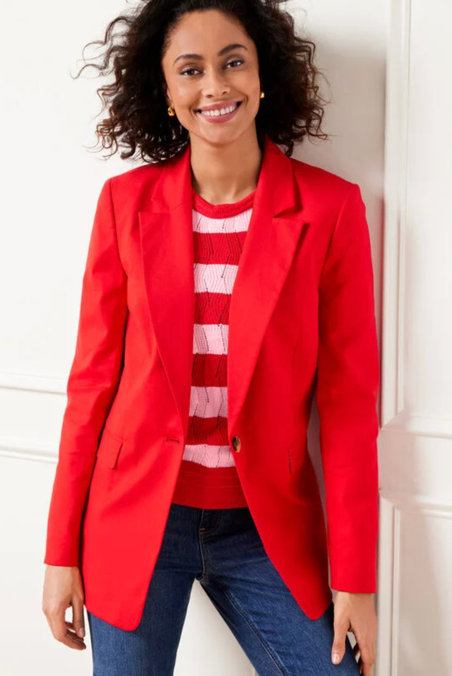 NWT TALBOTS RED PEPPER RELAXED 90S ONE BUTTON BLAZER JACKET SZ 4